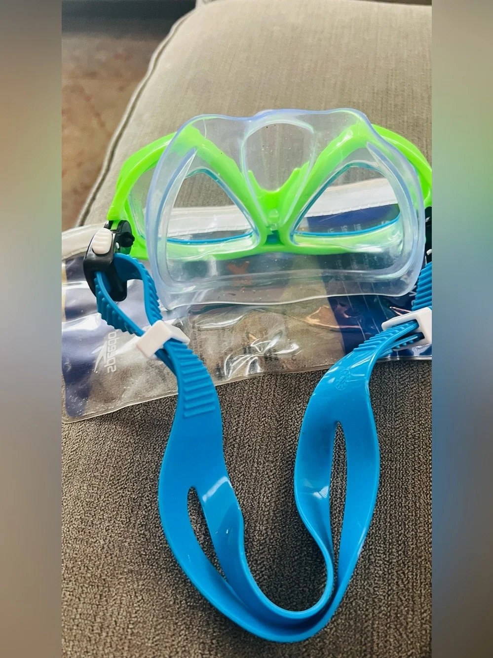 Speedo Kids Swim Mask - Bright Green & Blue Goggles
